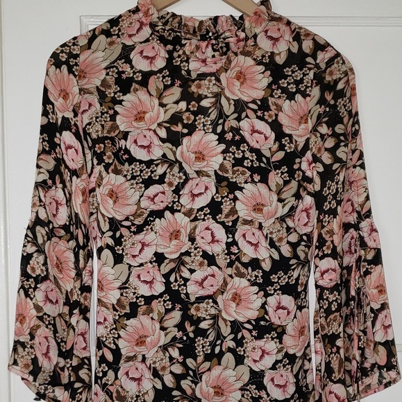 Topshop Peony Print Tie Sleeve Dress - Picture 5 of 5